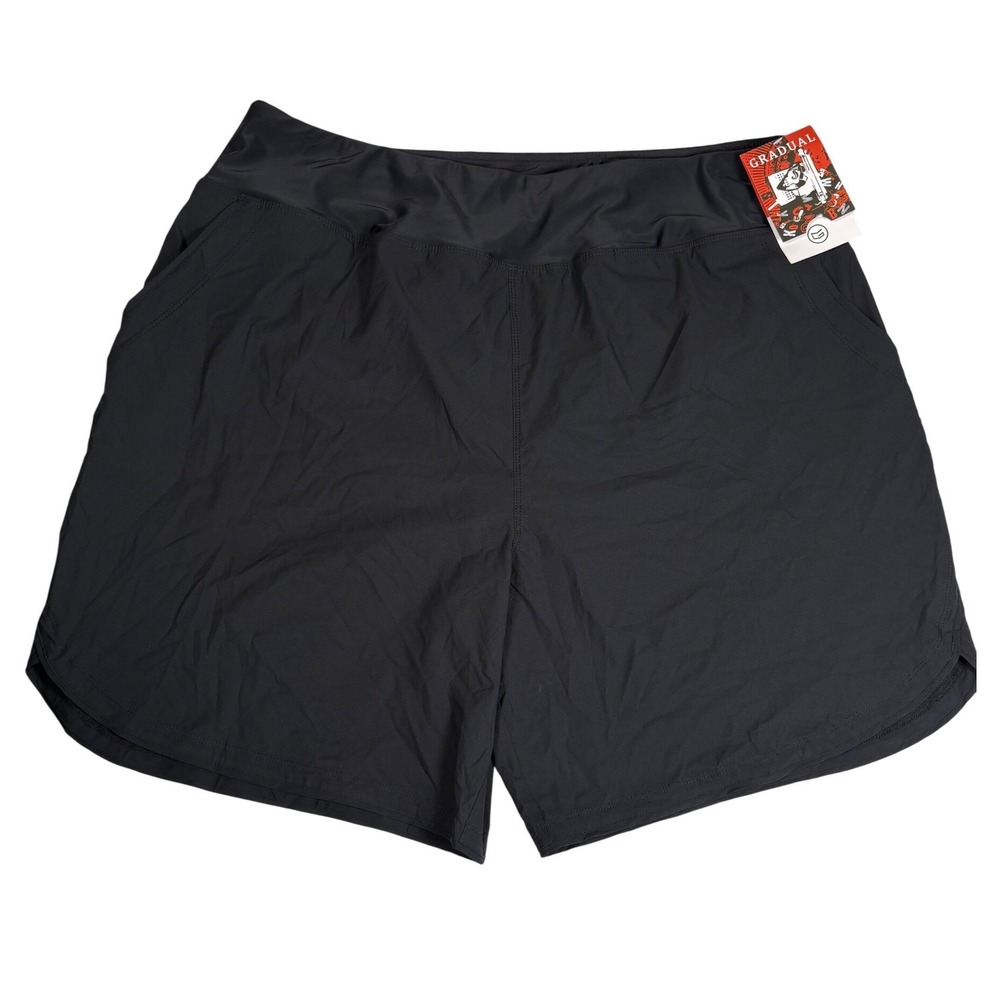 Gradual Women Black Athletic Running Shorts Plus Size XXXL Pockets 4-Way Stretch